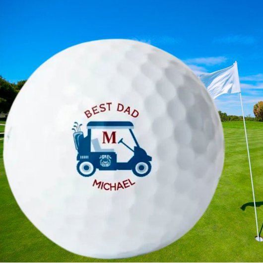 Beste Vader Aangepaste Golfkar Monogram Naam   Golfballen