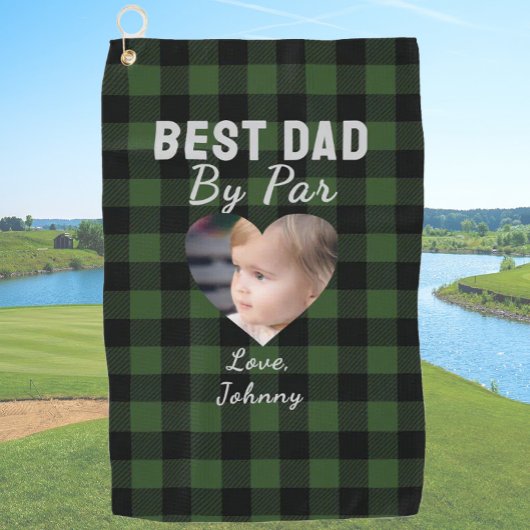 Beste vader aangepaste kinderfoto groene buffelpla golfhanddoek