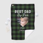 Beste vader aangepaste kinderfoto groene buffelpla golfhanddoek (Insitu)