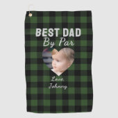 Beste vader aangepaste kinderfoto groene buffelpla golfhanddoek (Voorkant)