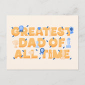 Beste vader aller tijden geïllustreerde trofee briefkaart (Voorkant)