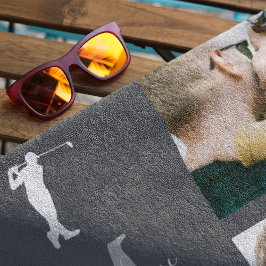 Beste Vader Bij Par | Gepersonaliseerd 3 Foto Golfhanddoek