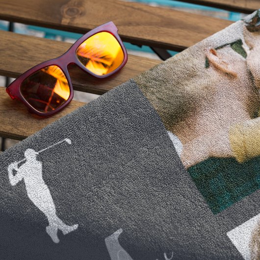 Beste Vader Bij Par | Gepersonaliseerd 3 Foto Golfhanddoek