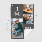 Beste Vader Bij Par | Gepersonaliseerd 3 Foto Golfhanddoek (Insitu)
