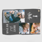 Beste Vader Bij Par | Gepersonaliseerd 3 Foto Golfhanddoek (Horizontaal)
