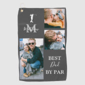 Beste Vader Bij Par | Gepersonaliseerd 3 Foto Golfhanddoek (Voorkant)