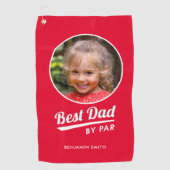 Beste Vader Bij Par Persoonlijke Foto Rood Wit Golfhanddoek (Voorkant)