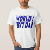 Beste vader blauwe 3D tekst T-shirt (Voorkant)