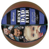 Beste Vader Blauwe Leerprint 2 Foto Vaderdag Basketbal (Voorkant)