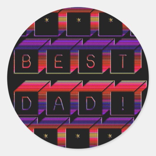 Beste vader blokkeert Tekst rood en Paars Ronde Sticker (Voorkant)