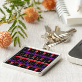 Beste vader blokkeert Tekst rood en Paars Sleutelhanger (Zijkant)