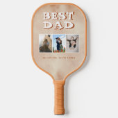 Beste vader Blush Oranje Waterverf 3 Foto Collage Pickleball Paddle (Voorkant)