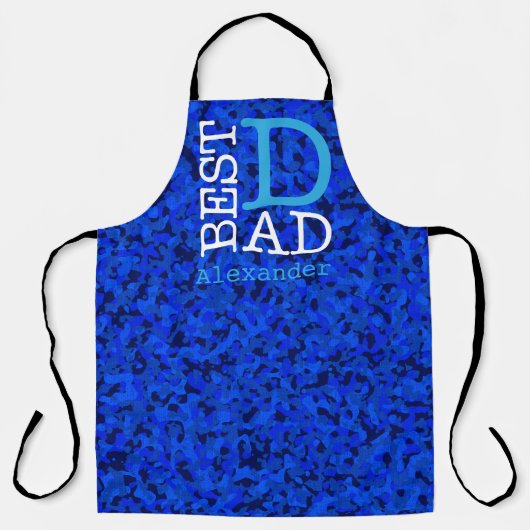 Beste vader Bright Blue Camouflage naam op maat Schort (Voorkant)