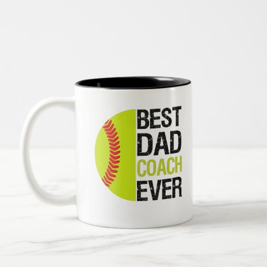 Beste vader Coach Ever Funny Fathers dag Softball  Tweekleurige Koffiemok (Links)