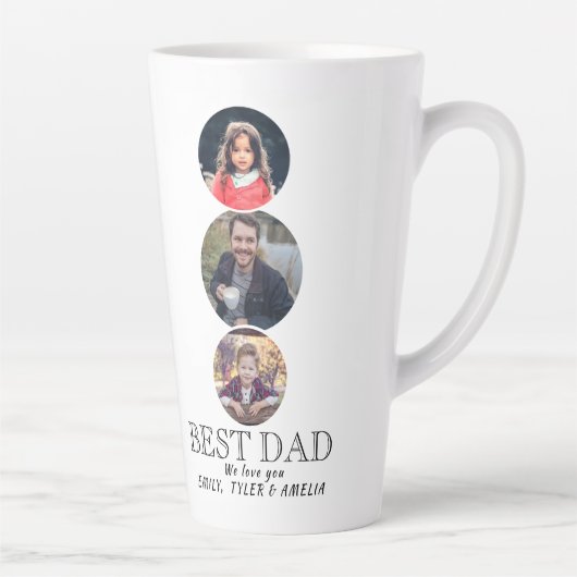 Beste vader Dag 3 Ovale Foto Collage Latte Mok (Rechts)