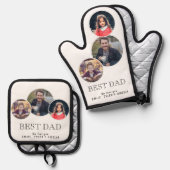 Beste vader Dag 3 Ovale Foto Collage Ovenwant & Pannenlap Set (Voorkant / Achterkant)