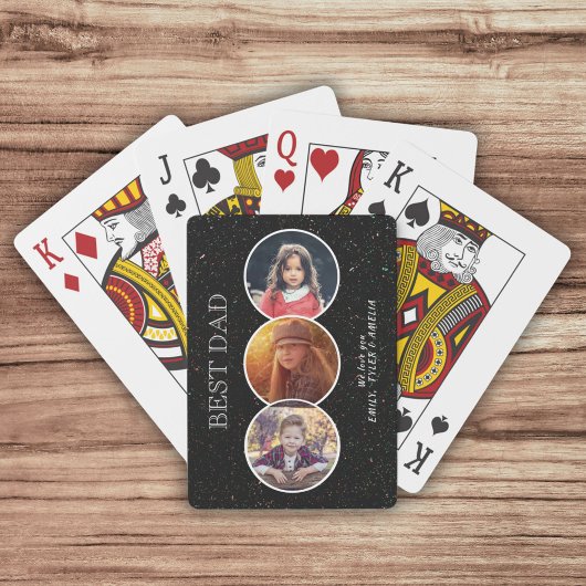 Beste vader Dag 3 Ovale Foto Collage Pokerkaarten