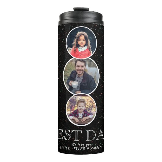 Beste vader Dag 3 Ovale Foto Collage Thermosbeker (Voorkant)