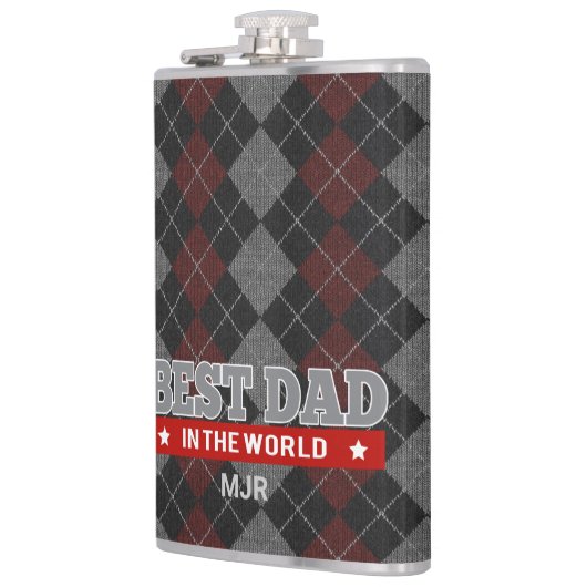 Beste vader Deep Red Argyle Monogrammed Heupfles (Links)