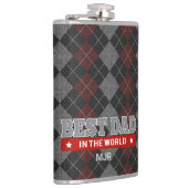 Beste vader Deep Red Argyle Monogrammed Heupfles (Rechts)