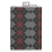 Beste vader Deep Red Argyle Monogrammed Heupfles (Achterkant)