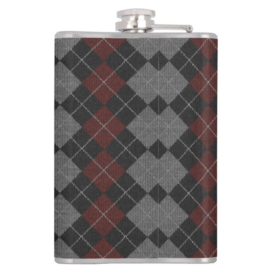 Beste vader Deep Red Argyle Monogrammed Heupfles (Achterkant)