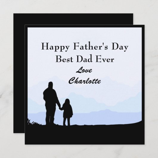 Beste vader Dochter Silhouette Name Fathers Day Ka Kaart (Voorkant / Achterkant)