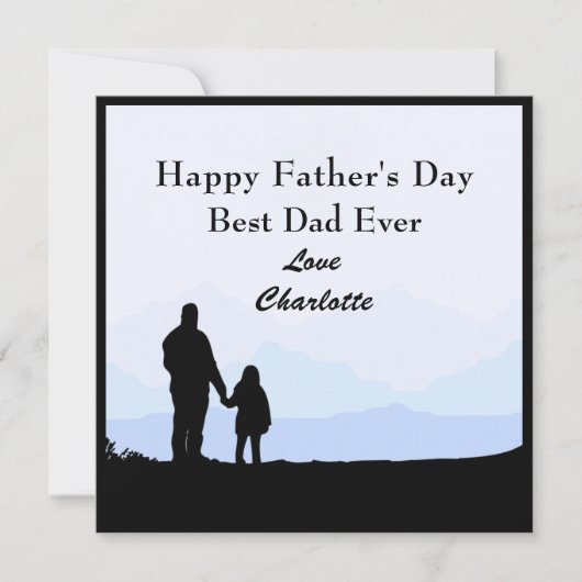 Beste vader Dochter Silhouette Name Fathers Day Ka Kaart (Voorkant)