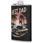 Beste Vader,Dodge Charger Auto, Retro Zonsondergan Heupfles (Links)