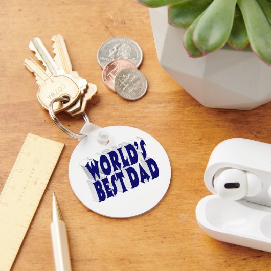 Beste vader donkerblauwe 3d tekst sleutelhanger (Bureau)