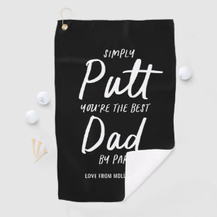 Beste vader door foto Golf Fathers Dag zwart wit Golfhanddoek