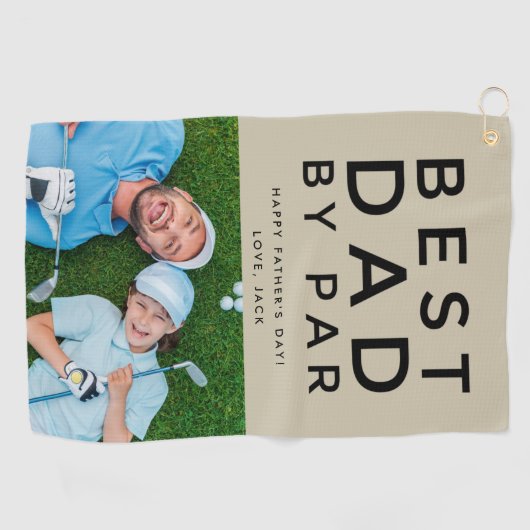 Beste vader door foto Golf Vaderdag Gift Golfhanddoek (Horizontaal)