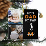 Beste vader door foto van foto's van tekenfilms, O Keramisch Ornament<br><div class="desc">Verras je golfpro-vader met deze schattige kerst-kerstversiering! Voeg eenvoudig 2 (twee) douane afbeeldingen aan dit ontwerp van of uw telefoon of computer toe en personaliseer het monogram door de naam en het initiaal te veranderen.</div>