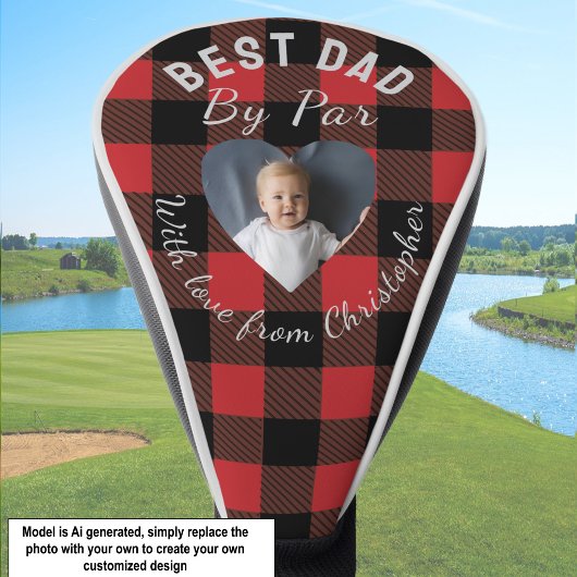 Beste Vader Door Par Aangepaste Kid Foto Rode Buff Golfheadcover