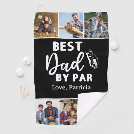 Beste vader door Par Custom 6 Foto Vaderdag Golfhanddoek (Insitu)