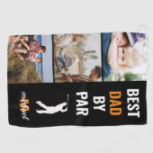 Beste vader door Par-foto-monogram Vaderdag cadeau Golfhanddoek (Horizontaal)