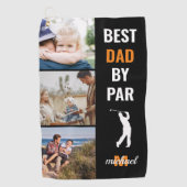 Beste vader door Par-foto-monogram Vaderdag cadeau Golfhanddoek (Voorkant)