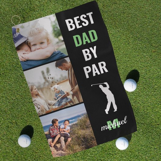 Beste vader door Par Foto Monogram Vaderdag Gesche Golfhanddoek