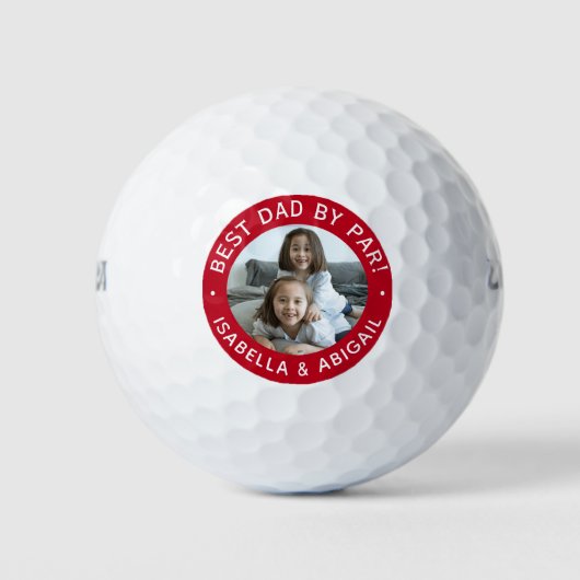Beste Vader Door Par Foto Rode Golfballen (Voorkant)