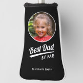 Beste Vader Door Par Gepersonaliseerde Foto Zwarte Golfheadcover (Draai 90)