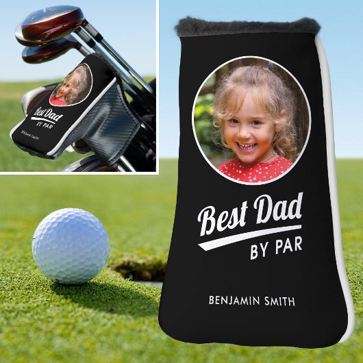 Beste Vader Door Par Gepersonaliseerde Foto Zwarte Golfheadcover