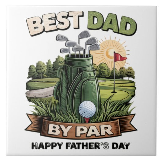 Beste vader door Par Golf vader grappig Tegeltje (Voorkant)