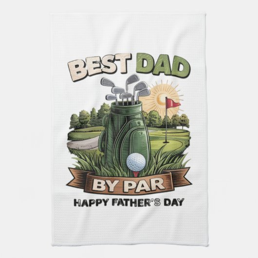 Beste vader door par golf vader grappig theedoek (Verticaal)