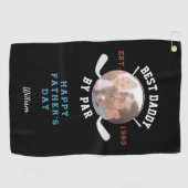 Beste vader door Par Retro Vaderdag zwart monogram Golfhanddoek (Horizontaal)