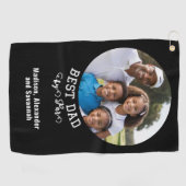 Beste vader door par Vaderdag Foto Kinder namen Golfhanddoek (Horizontaal)