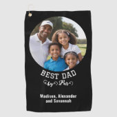 Beste vader door par Vaderdag Foto Kinder namen Golfhanddoek (Voorkant)