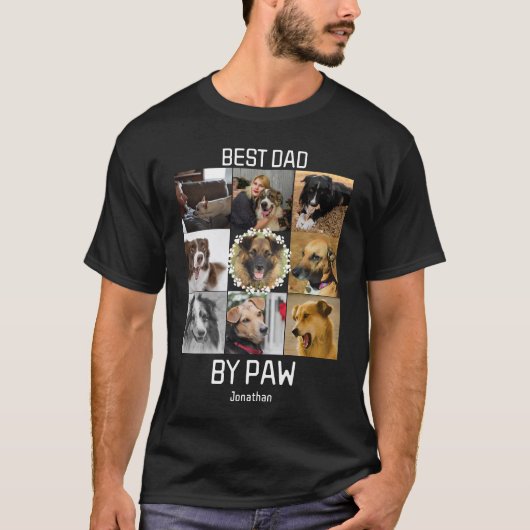Beste vader door Paw Aangepast 9 Foto Collage T-shirt (Voorkant)