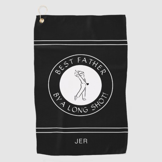 Beste vader, een lange, zwarte en witte man golfhanddoek (Voorkant)