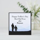 Beste vader en zoon Silhouettes Name Vaderdag Kaar Kaart (Staand voorkant)