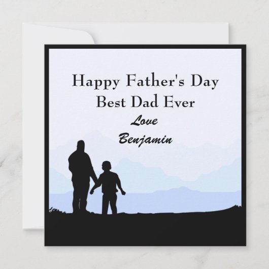 Beste vader en zoon Silhouettes Name Vaderdag Kaar Kaart (Voorkant)